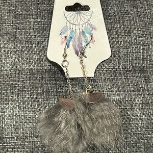 Handmade rabbit fur earrings